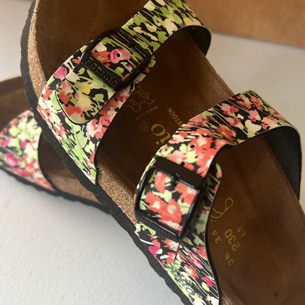 Papillio Women's Floral Sandals - Green And Pink